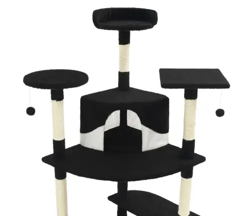 Kaķu Māja, Sizala Stabi Nagu Asināšanai, 203 Cm, Melna Ar Baltu Vidaxl