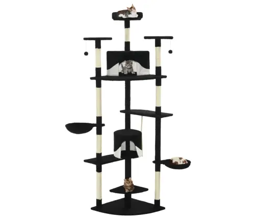 Kaķu Māja, Sizala Stabi Nagu Asināšanai, 203 Cm, Melna Ar Baltu Vidaxl