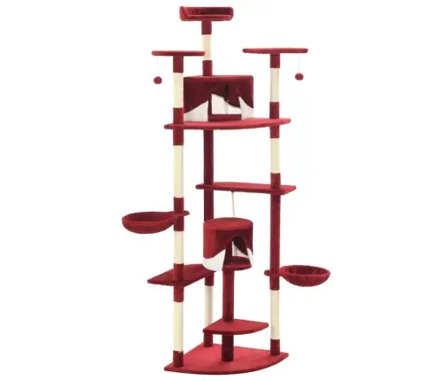 Draskyklė Katėms Su Stovu Iš Sizalio, 203cm Raudona Ir Balta