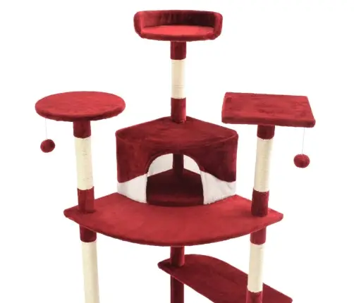 Draskyklė Katėms Su Stovu Iš Sizalio, 203cm Raudona Ir Balta