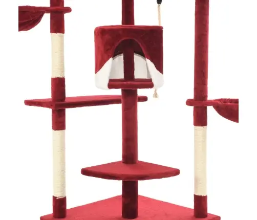 Draskyklė Katėms Su Stovu Iš Sizalio, 203cm Raudona Ir Balta