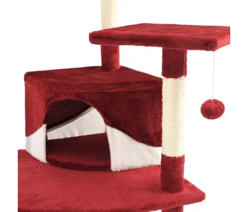 Draskyklė Katėms Su Stovu Iš Sizalio, 203cm Raudona Ir Balta