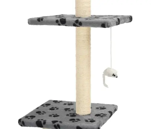 Kaķu Māja, Stabi Nagu Asināšanai, 260Cm, Pelēka Ar Ķepu Apdruku Vidaxl