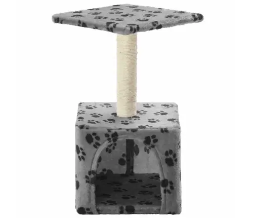 Kaķu Māja, Stabs Nagu Asināšanai, 55 Cm, Pelēka Ar Ķepu Apdruku Vidaxl