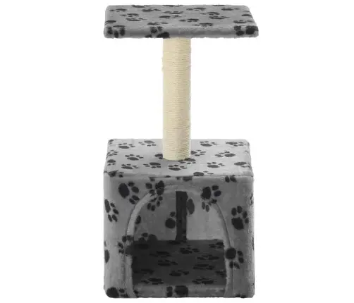 Kaķu Māja, Stabs Nagu Asināšanai, 55 Cm, Pelēka Ar Ķepu Apdruku Vidaxl