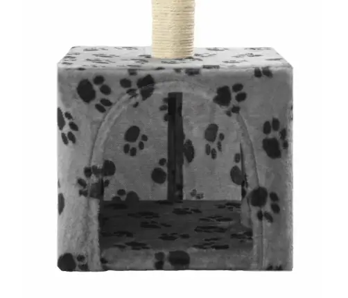 Kaķu Māja, Stabs Nagu Asināšanai, 55 Cm, Pelēka Ar Ķepu Apdruku Vidaxl