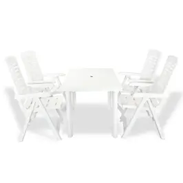 5-Osaline Aiamööblikomplekt, Plast, Valge