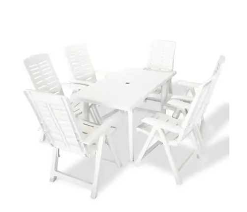 7-Osaline Aiamööblikomplekt, Plast, Valge
