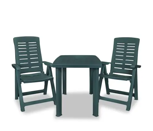 3-Daļīgs Bistro Mēbeļu Komplekts, Plastmasa, Zaļš Vidaxl