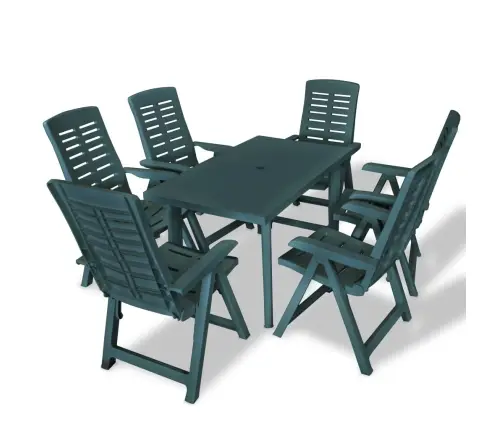 7-Osaline Aiamööblikomplekt, Plast, Roheline