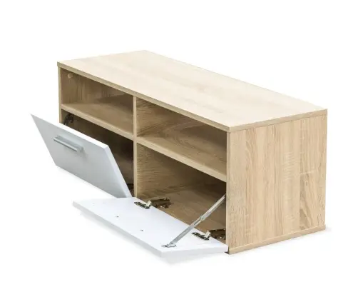 Telerikapp, 2 Tk, Tehispuit 95 X 35 X 36 cm Tamm Ja Valge