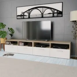 Tv Spintelės, 2Vnt., Ąžuolo/Baltos, 95X35X36cm Mediena