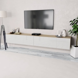Tv Skapīši, 2 Gab., Inženierijas Koks, Balta, Ozolkoka Krāsa Vidaxl