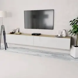 Telerikapp 2 Tk, Tehispuit 120 X 40 X 34 cm Valge Ja Tamm