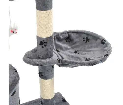 Kaķu Māja, Stabi Nagu Asināšanai, 138Cm, Pelēka Ar Ķepu Apdruku Vidaxl