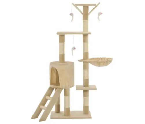 Kaķu Māja Ar Sizala Stabiem Nagu Asināšanai, 138 Cm, Bēša Vidaxl