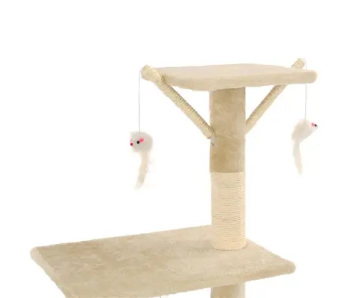 Kaķu Māja Ar Sizala Stabiem Nagu Asināšanai, 138 Cm, Bēša Vidaxl