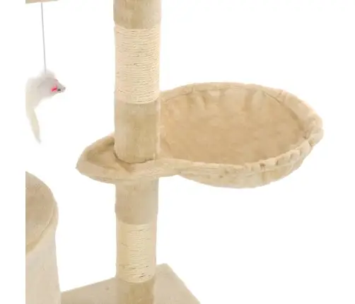 Kaķu Māja Ar Sizala Stabiem Nagu Asināšanai, 138 Cm, Bēša Vidaxl