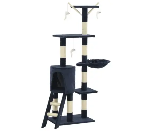 Kaķu Māja Ar Sizala Stabiem Nagu Asināšanai, 138 Cm, Tumši Zila Vidaxl