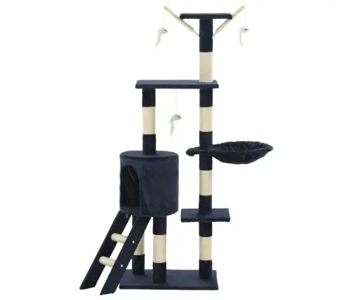 Kaķu Māja Ar Sizala Stabiem Nagu Asināšanai, 138 Cm, Tumši Zila Vidaxl