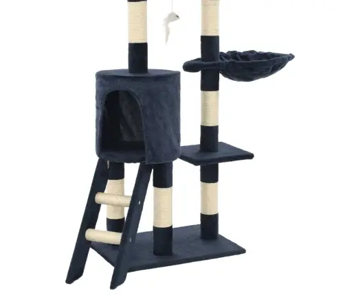 Kaķu Māja Ar Sizala Stabiem Nagu Asināšanai, 138 Cm, Tumši Zila Vidaxl