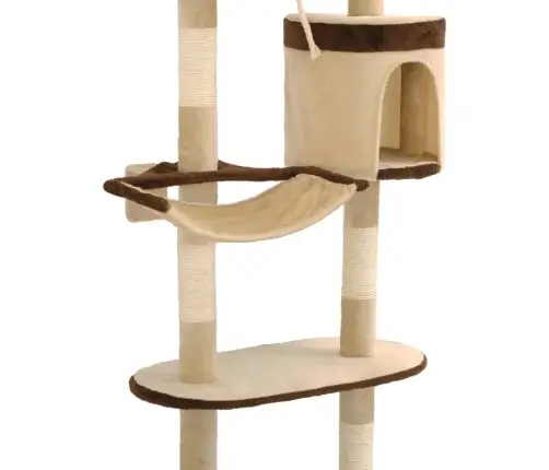 Pie Sienas Liekama Kaķu Māja Ar Stabiem, 65 Cm, Bēša, Brūna Vidaxl