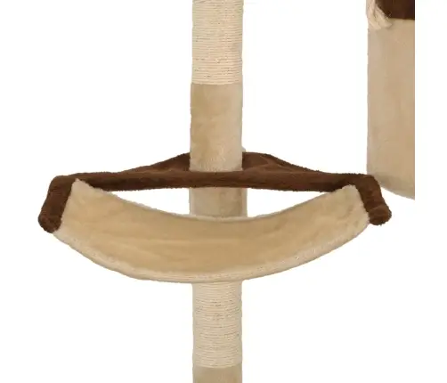 Pie Sienas Liekama Kaķu Māja Ar Stabiem, 65 Cm, Bēša, Brūna Vidaxl