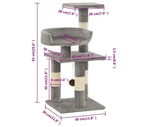 Sisalköitega Kraapimispuuga Kassimaja 65 Cm Hall