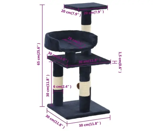 Draskyklė Katėms Su Stovais Iš Sizalio, 65cm Mėlyna