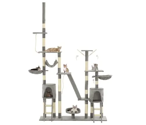 Kaķu Māja, Sizala Stabi Nagu Asināšanai, 230-250 Cm, Pelēka Vidaxl