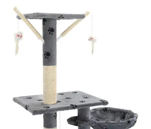 Kaķu Māja Ar Stabiem, 230-250 Cm, Pelēka, Ķepu Apdruka Vidaxl