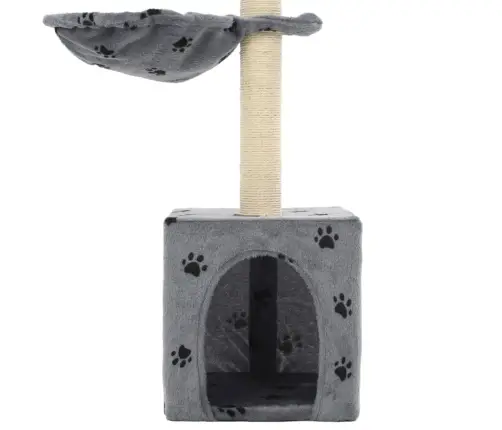 Kassimaja Sisalköite Ja Kraapimispuuga 105 Cm Käpajäljed, Hall