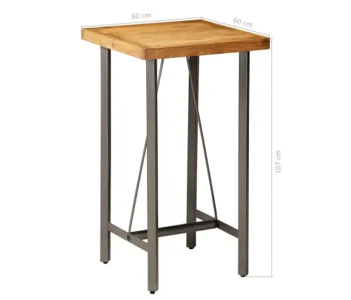 Bāra Galds, 60X60X107 Cm, Pārstrādāts Masīvs Tīkkoks Vidaxl