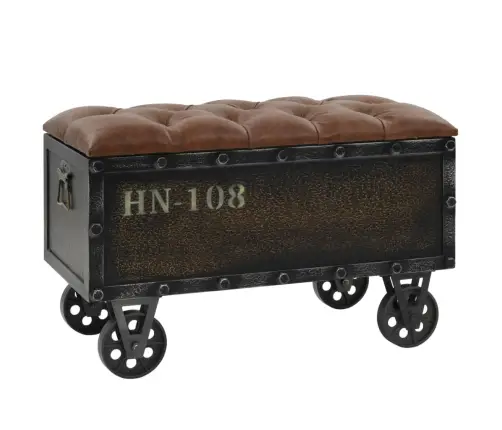 Suoliukas-Daiktadėžė, Mediena Ir Dirbtinė Oda, 80,5X41X50 Cm