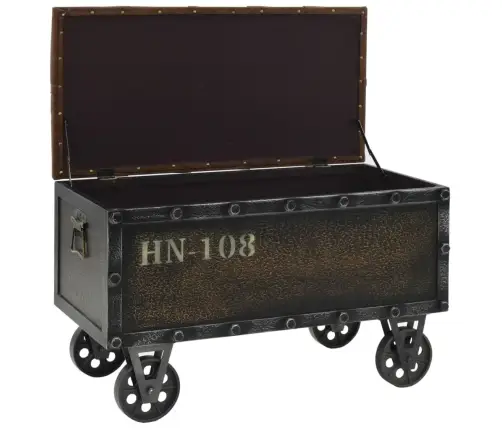 Suoliukas-Daiktadėžė, Mediena Ir Dirbtinė Oda, 80,5X41X50 Cm