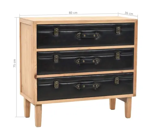 Kumode Ar Atvilktnēm, 80X36X75 Cm, Egles Masīvkoks Vidaxl