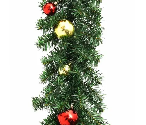 Ziemassvētku Vītne, Izrotāta Ar Bumbiņām Un Led Lampiņām, 5 M Vidaxl