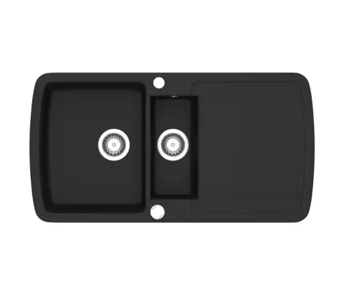 Virtuves Izlietne, Divas Bļodas, Melna, Granīts  Vidaxl