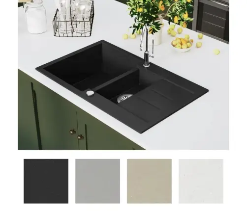 Kahepoolne Köögivalamu, Graniit, Must