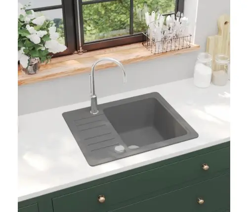 Virtuvinė Plautuvė, Granitas, Vieno Dubens, Pilka