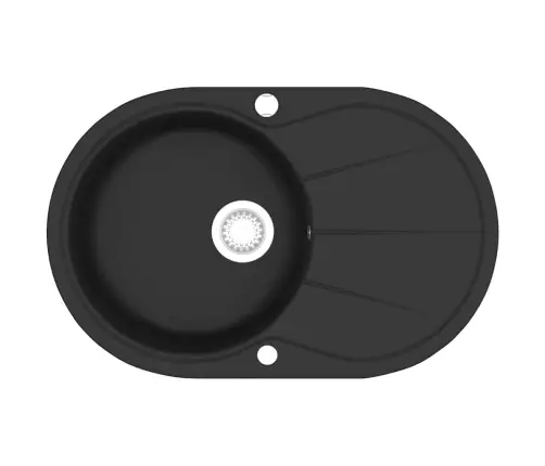 Ühepoolne Köögivalamu, Graniit, Ovaalne, Must