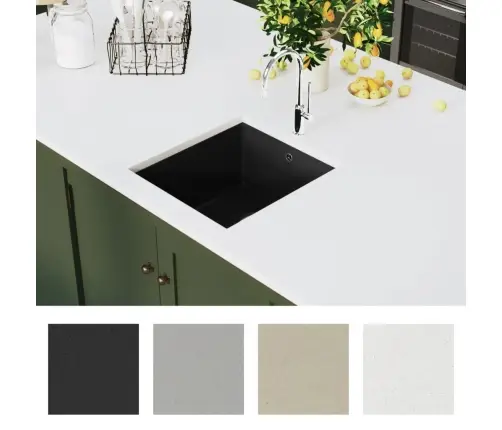 Virtuves Izlietne, Viena Bļoda, Melna, Granīts Vidaxl