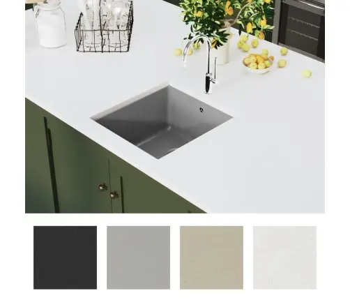 Virtuves Izlietne, Viena Bļoda, Pelēka, Granīts Vidaxl