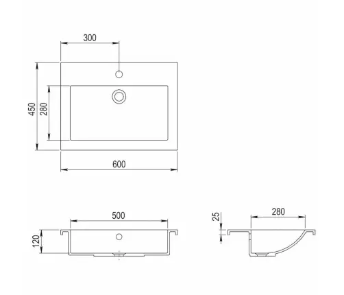 Praustuvas, Granitas, 600X450X120Mm, Baltas