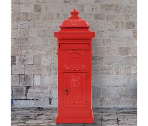 Pastkaste, Retro Stils, Nerūsējošs Alumīnijs, Sarkana Vidaxl