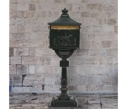 Pastkaste Uz Pjedestāla, Retro Stils, Nerūsējošs Alumīnijs, Zaļa Vidaxl