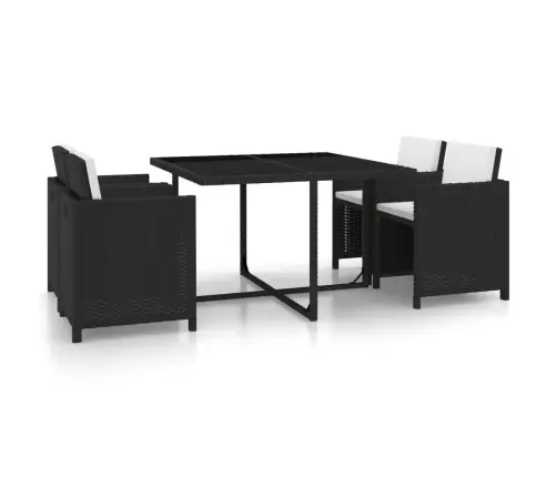 Lauko Valgomojo Baldų Kompl. Su Pagalv., 5D., Juod., Polirat.