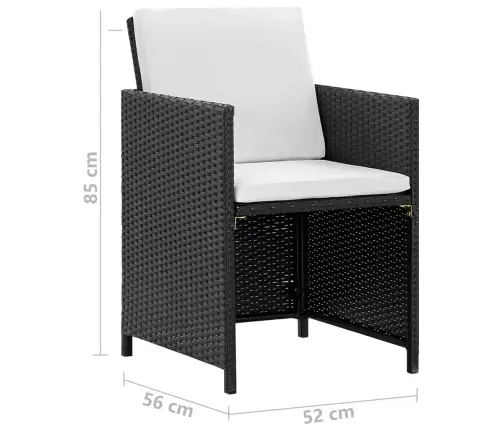 Lauko Valgomojo Baldų Kompl. Su Pagalv., 5D., Juod., Polirat.