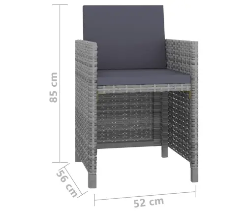 5-Daļīgs Dārza Mēbeļu Komplekts Ar Matračiem, Pe Pinums, Pelēks Vidaxl