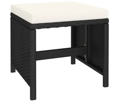 6-Daļīgs Dārza Mēbeļu Komplekts Ar Matračiem, Pe Pinums, Melns Vidaxl